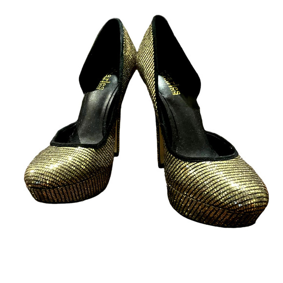 Charles by Charles and David Womens Leather Sequined Platform Pump Size 6.5 Gold - Picture 4 of 6